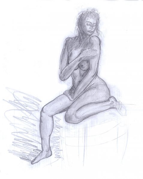Nude Seated Woman Convering
