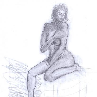 Nude Seated Woman Convering
